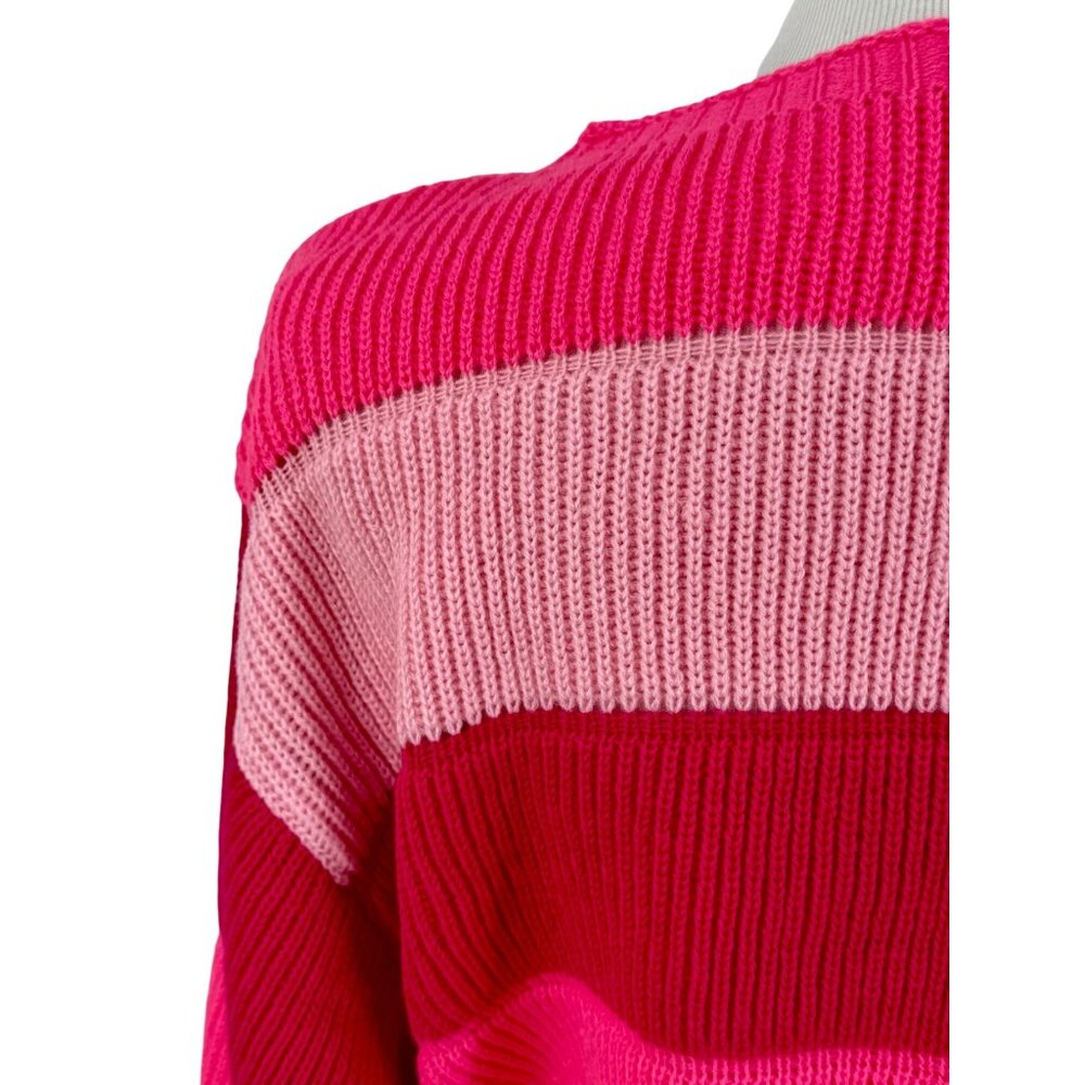 Barbiecore Cropped Hot Pink Ribbed Knit Sweater - Picture 8 of 11